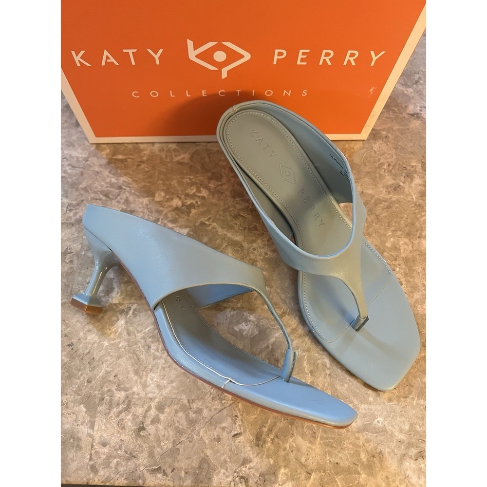 Katy Perry Collections Size 9 Sky Blue Kitten Heel Thong Sandals NIB NEW Spring